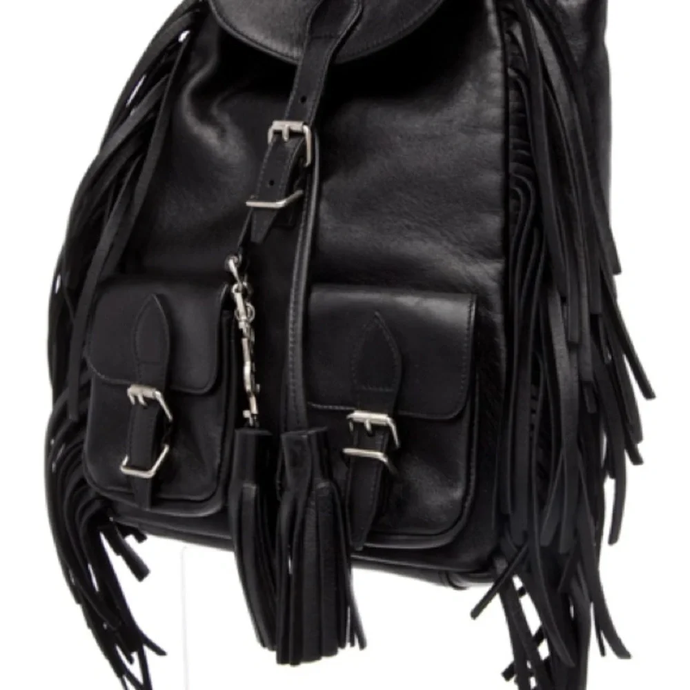 Saint Laurent Black Backpack with Fringe - Picture 3 of 5